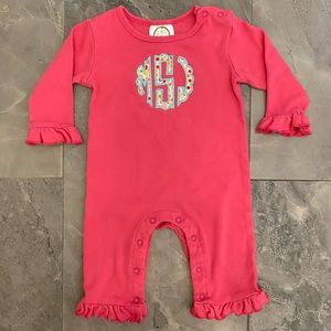 mSj monogrammed pink romper 12m